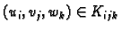 $ (u_i,v_j,w_k)\in
K_{ijk}$