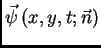 $ \vec{\psi}\,(x,y,t;\vec{n})$