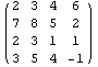 ( 2    3    4    6  )            7    8    5    2            2    3    1    1            3    5    4    -1